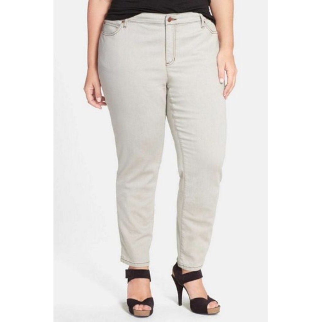 Eileen Fisher Skinny Stretch Jeans Light Gray New!